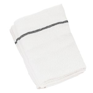 BaByliss Pro Extra Long White Towel with Gray Stripe - 12ct