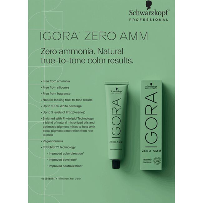 1-0 Black Natural IGORA Zero Amm Ammonia-Free Permanent Color Creme