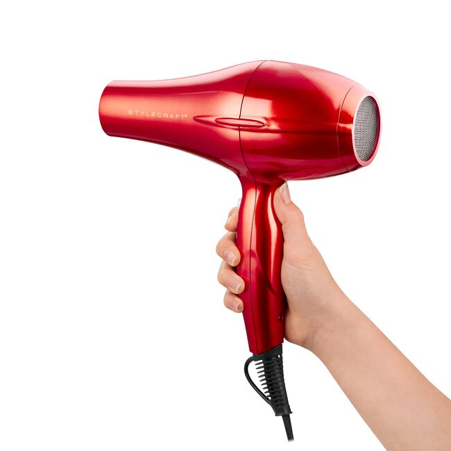 Red Stay-Temp Ionic Turbo Hair Dryer & 1" Flat Iron