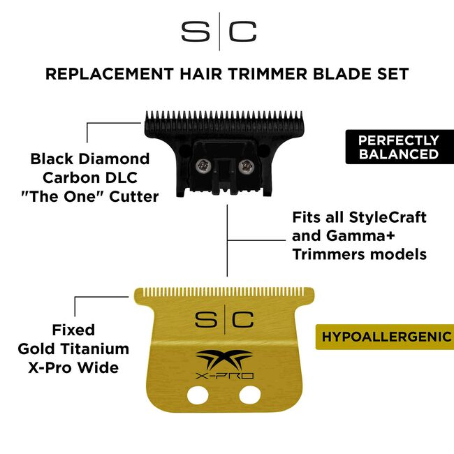 Fixed Gold X-Pro Wide Blade & The One DLC Cutting Blade Trimmer Set