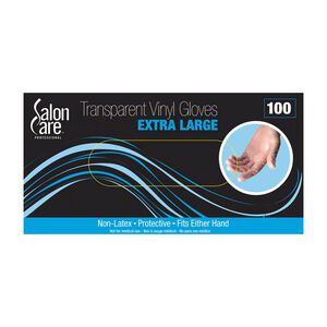 Salon Care Clear Vinyl Powdered X-Large Gloves 100-Count