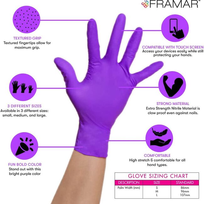 Purple Palms Nitrile Gloves Large