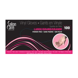 Salon Care Vinyl Powder-Free Large Gloves 100-Count