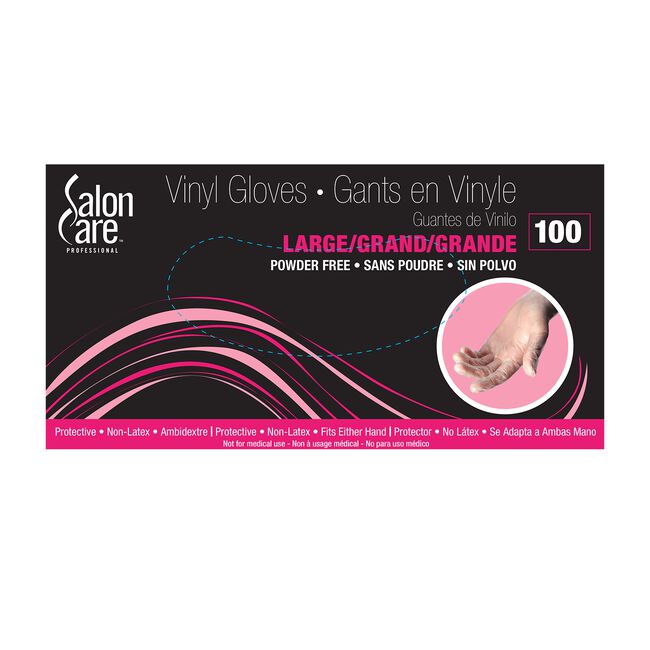 Salon Care Vinyl Powder-Free Large Gloves 100-Count