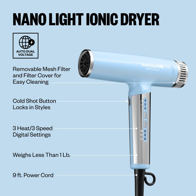 Iced Blue Nano Titanium High-Speed Nano Light Ionic Hair Dryer
