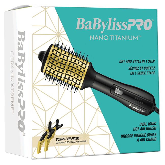 Oval Ionic Hot Air Brush with Bonus Sectioning Clips BabylissPro