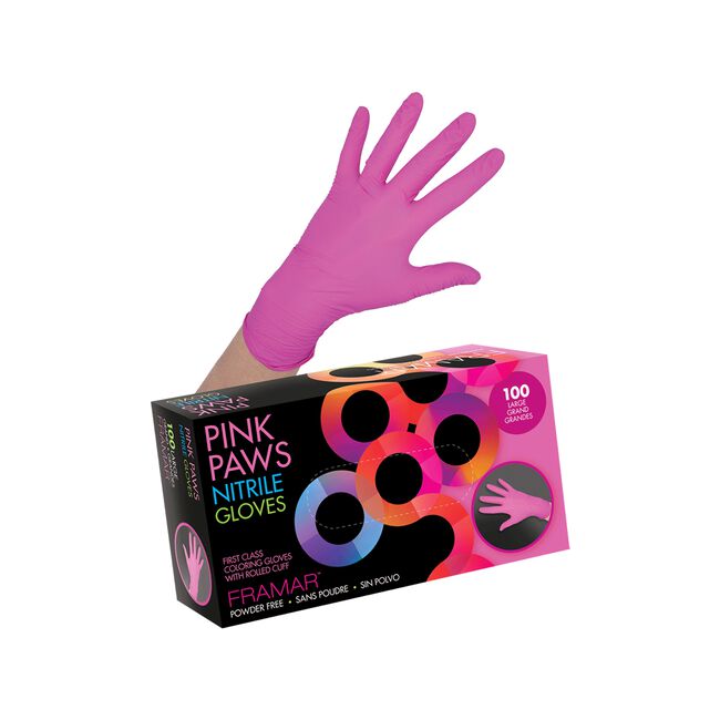 Pink Paws Nitrile Gloves - Large 100 Count