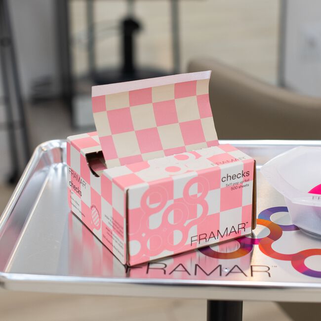 Beige & Pink Checkered Pop-Up Foil