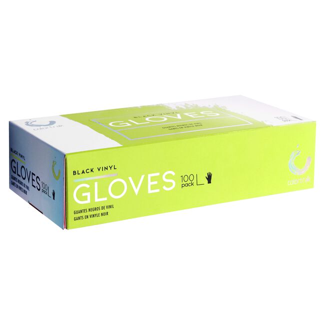Disposable Black Vinyl Gloves, Large