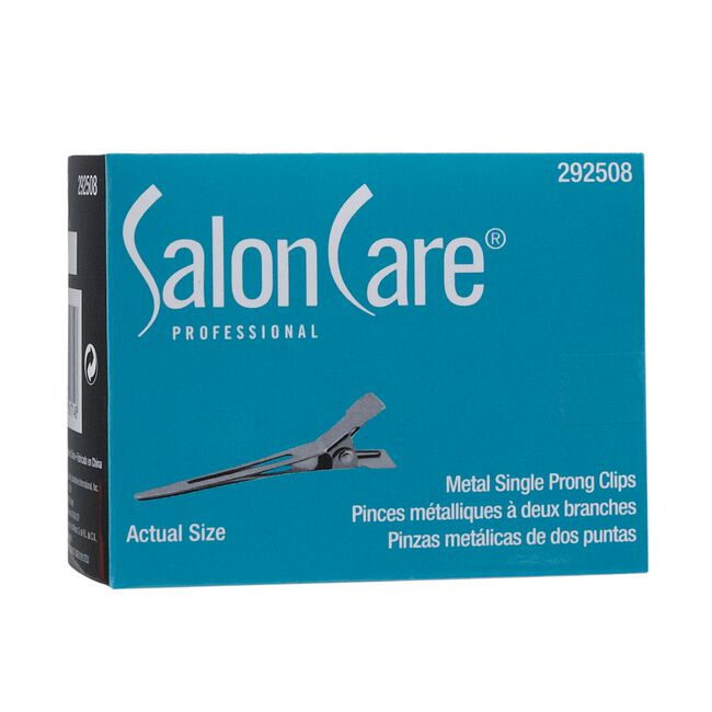 Salon Care Metal Single Prong Curl Clips-100 Pack